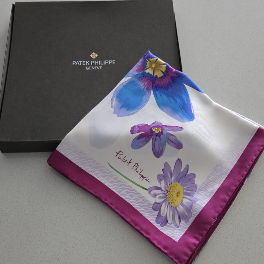 Patek Philippe Purple and Blue Floral Silk Scarf